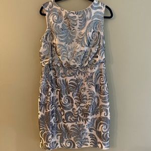 Stunning Adrianna Papell blouson nude & silver dress size 12